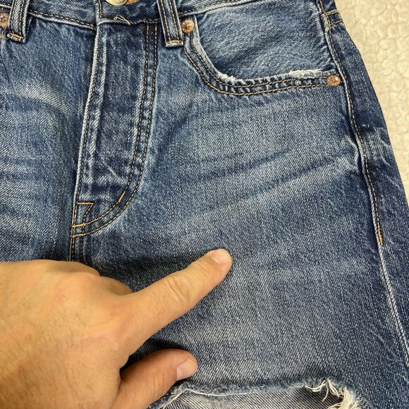 Aeropostale Jeans Women’s Size 00R (Actual 25x25) Blue 90’s Baggy Distressed - Picture 3 of 14